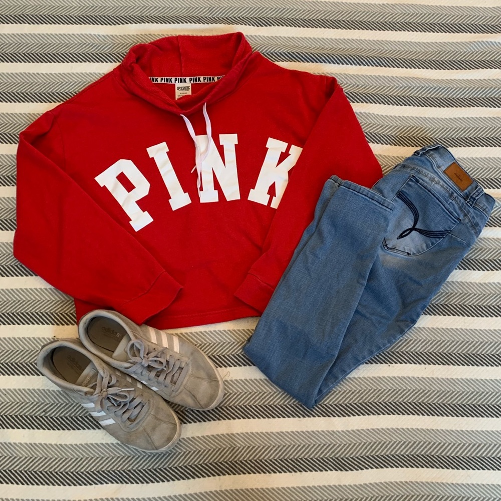 PINK Cropped Cowl Neck Sweatshirt